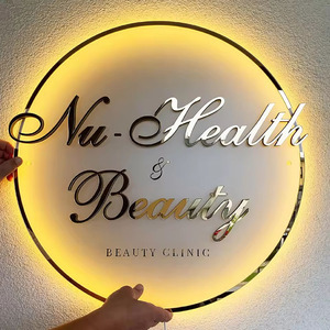 Enseigne lumineuse LED 3D personnalisée pour réception, <span class=keywords><strong>logo</strong></span> rétroéclairé en acrylique, enseigne lumineuse pour salon de coiffure, enseigne commerciale illuminée pour bâtiment - Product Image 1
