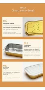 กระทะอลูมิเนียมฟอยล์เกรดอาหารแบบใช้แล้วทิ้งกระทะสี่เหลี่ยมสีทองสีดำขนาด1000มล. พร้อมฝาปิด - Product Image 6