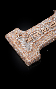 Collar Personalizado de Plata de Ley 925 con Colgante de Letra 1 y Diamantes Redondos de Corte Brillante Chapados en Oro para Hombre, Estilo Hip Hop - Product Image 4