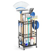 Support de rangement robuste en acier pour outils de jardin, pour 35 outils à long manche, étagère de rangement pour garage, abri ou extérieur
