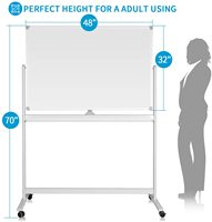 Grand tableau blanc magnétique double face pliable et mobile avec impression UV