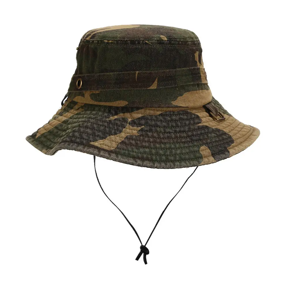 Summer Drawstring Fishing fisherman camo bucket hat Bucket Hats