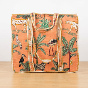 Conjunto de Bolsas de Lona Bohemias con Patrón de Jungla Bordado en Color Naranja para Compras en Todas las Estaciones - Product Image 6