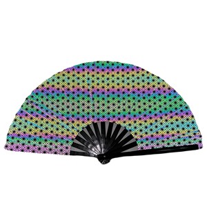 Night <span class=keywords><strong>Club</strong></span> rave Festival Fiesta accesorios fuerte rígido reflectante iridiscente holográfico plegable Clack ventilador de bambú de mano - Product Image 6