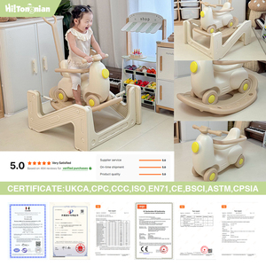 Pagar Pengaman sekitar 4-in-1 Balita Mainan tunggangan trampolin kuda goyang dengan papan keseimbangan dapat dilepas - Product Image 2