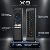 Télécommande Air Mouse RCU X9 en alliage d'aluminium pour TV avec apprentissage IR 2.4G + BT, mini-clavier X9 double mode à commande vocale Google