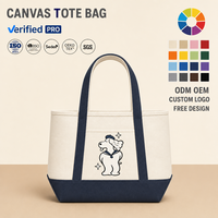 Sac fourre-tout personnalisé en toile, bicolore, en coton, sac à main bateau robuste, sac de courses contrasté avec poche extérieure, imprimé chien mignon, vente en gros