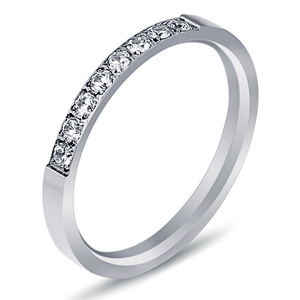 Anillo de Diamantes para Mujer, Chapado en Oro de 18K, Corte Brillante Redondo, Una Hilera de 2 mm, Acero Inoxidable, Joyería para Uso Diario - Product Image 2