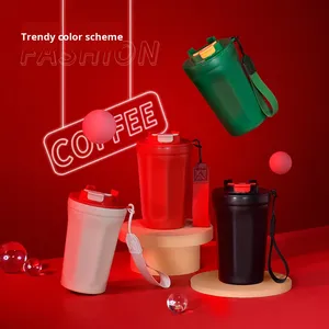 แก้วกาแฟ 304 Cola Cup แบบพับได้ด้วยคลิกเดียว แก้วพกพาสำหรับรถยนต์ แก้วสุญญากาศสแตนเลสสองชั้น สไตล์ Ins - Product Image 2