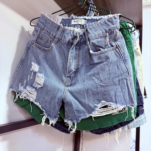 กางเกงขาสั้นผ้ายีนส์เอวต่ำสำหรับผู้หญิงกางเกงขาสั้นผ้าเดนิมสไตล์วินเทจ - Product Image 6