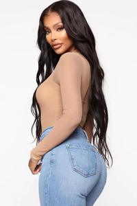 Body de Malla de Manga Larga para <span class=keywords><strong>Mujer</strong></span> con Cuello Redondo, Leotardo Transparente con Cordones, Ropa Sexy para Discoteca, Camisa Translúcida para Fiestas de Verano - Product Image 5