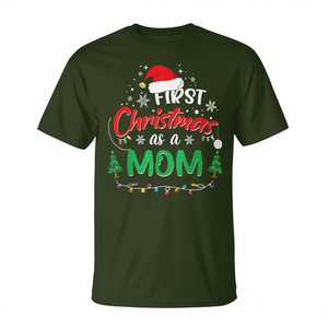 Camiseta de primera calidad para adultos, unisex, con cuello redondo, manga corta, para la primera Navidad como mamá, camiseta familiar a juego para las fiestas - Product Image 2