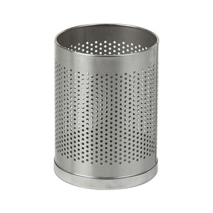 Perforated trash can, <b>mesh</b> wastepaper <b>basket</b>, stainless steel hollow sanitary bin, bathroom/sauna trash can with holes - Product Image 2