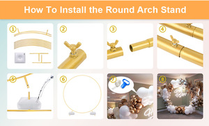 Soporte Circular para Telón de Fondo de 5.3 pies, 6 pies, 6.6 pies, 7.2 pies y 8 pies, Marco de Metal Dorado para Guirnaldas de Globos, Arco para Decoración de Fiestas de Cumpleaños y Bodas - Product Image 6