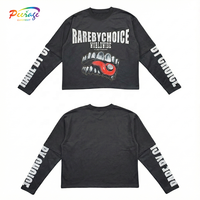 T-shirt à manches longues pour homme, imprimé DTG personnalisé avec strass, double couche, 100% coton, fabriqué par PEERAGE