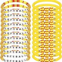 Bracelet en perles de polymère sportif, 24 pièces, football, basketball, lettres, mode, amitié