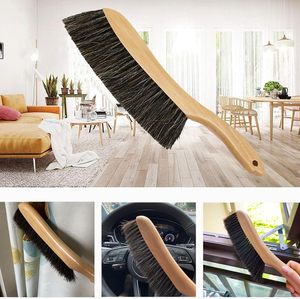 Brosse à poils de cheval à manche en bois, balai à poussière pour le nettoyage de la maison, dépoussiéreur pour comptoir, meubles, banc, cheminée, nettoyage - Product Image 6