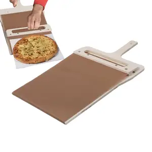 Accesorios de cocina promocionales, tabla de queso de plástico de madera de grado alimenticio tradicional, cáscara de torneado de Pizza deslizante