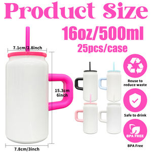 Nouveau RTS USA Entrepôt Blanc Sublimation En Acier Inoxydable Isolé Sous Vide Blanc Macaron 16oz Peut Tasse avec Poignée Colorée pour DTF - Product Image 2