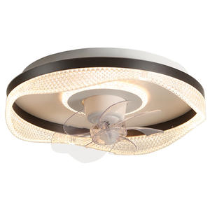 Ventilateur de plafond moderne nordique LED cristal ABS à 3 pales avec lumière pour chambre à coucher Source d'alimentation USB télécommande à commande mécanique - Product Image 3