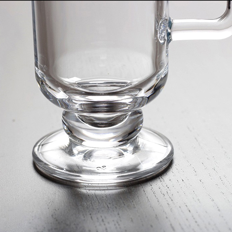 250ml 8oz Straight Body Irish Coffee Glassware with Handle Goblet Latte Juice Cappuccino Glass Transparent Mugs Drinking Cups