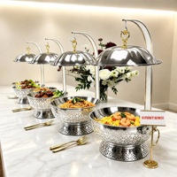 Réchaud de Buffet de Luxe Argenté, Chauffe-Plats à Alcool 8L en Acier Inoxydable 201, Équipement pour Mariages, Traiteur, Fêtes et Hôtels