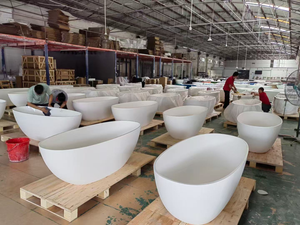 Bañera Independiente de Piedra Artificial Resistente, Diseño Tradicional, Bañera de Remojo con Personalización para Baño - Product Image 5