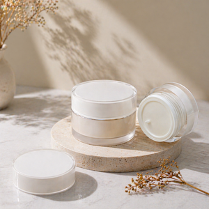 Botella de Crema Facial de Doble Capa de 50 ml, Nueva, Marca OEM, con Tapa de Rosca, Botella Cosmética de Plástico PP Esmerilado, Transparente - Product Image 4