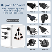 Adaptador de Enchufe Internacional Compacto 2AC, Enchufe Pequeño, Cargador de Viaje Universal con 3 Puertos USB y Tipo-C