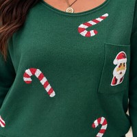 Pull-over personnalisé pour femme, tricoté, manches longues, col rond, pour les fêtes, automne-hiver, viscose, Noël, vente en gros, commande en gros