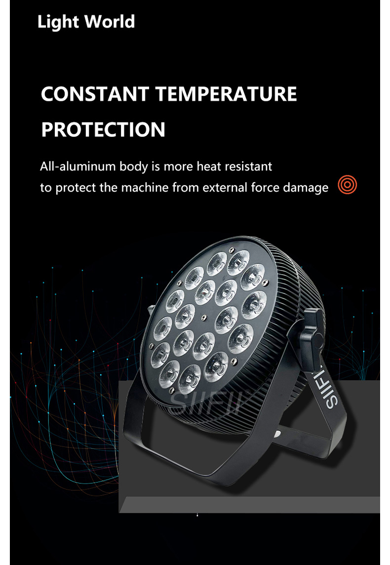 Professional 18-LED RGBW+UV Flat Par Light 4in1/5in1/6in1 for Live