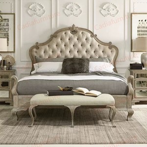 Nuovo Design di Moda per Arredamento Camera da <span class=keywords><strong>Letto</strong></span>, <span class=keywords><strong>Letto</strong></span> <span class=keywords><strong>Matrimoniale</strong></span> in Legno Intagliato Stile Lusso, <span class=keywords><strong>Letto</strong></span> Francese Imbottito con <span class=keywords><strong>Testiera</strong></span> in Tessuto - Product Image 2