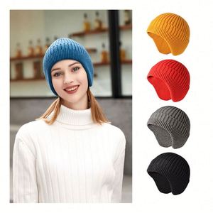Bonnet d'hiver tricoté de haute qualité, style mode, avec cache-oreilles, pour hommes et femmes, doux, extensible, coupe ample, cadeau promotionnel - Product Image 1