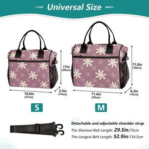 Hawaiian Tiare Flower Lunch Tote Zipper Closure Reusable Cooler Tote Leakproof Lunch Bag with Adjustable Shoulder Strap - Product Image 3