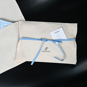 Custom Logo Printed <b>White</b> Cotton Canvas <b>Envelope</b> Dust Pouch Natural Flap Portable Reusable High Quality Square Shape Fashion - Product Image 3