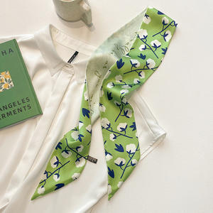 Yeni sıcak satış moda küçük taze yeşil saç kravat ipek eşarp küçük uzun kadın ince saten eşarp flama çantası dekorasyon - Product Image 3