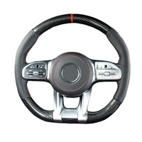 Volant en fibre de carbone noir modifié avec palettes de changement de vitesse, compatible avec Mercedes-AMG C-63 A-45/E-213