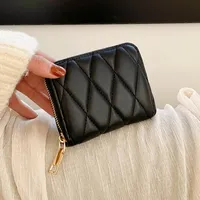 Dompet Fashion Pendek Portabel dengan Ritsleting, Pola Titik PU, Lapisan PVC, Tempat Kartu, Desain Quilted