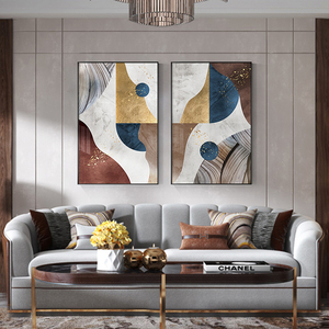 Geometria moderna decorazione domestica stampa oro pittura arte della parete decorazione della <span class=keywords><strong>casa</strong></span> pittura astratta <span class=keywords><strong>con</strong></span> cornice personalizzata - Product Image 4