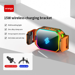 Support de chargeur de <span class=keywords><strong>voiture</strong></span> sans fil universel 15W à faible MOQ, mini format, léger, avec rotation à 360°, lumière RGB lumineuse pour téléphone BK81 - Product Image 6