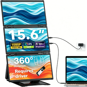 Moniteur portable multi-écrans 15,6 pouces FHD 1080P à profil mince, compatible avec Windows et Mac, pour utilisation sur ordinateur de bureau ou portable - Product Image 1