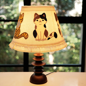 โคมไฟปักลายรูปกระดิ่งผ้าลินินลายแมวตกแต่งบ้านห้องนอนฝาครอบไฟ - Product Image 4