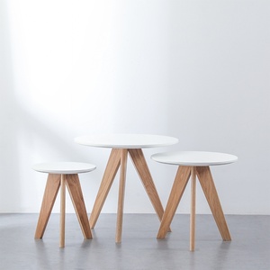 Modern Nordic Round Coffee <b>Table</b>, Solid Wood Minimalist Side <b>Table</b> for <b>Small</b> Apartment, Balcony, Living Room, <b>Office</b> - Product Image 6