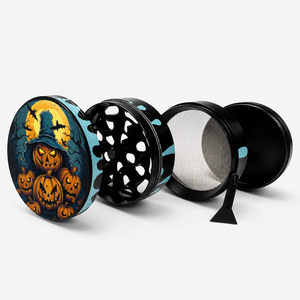 Molinillo de Hierbas Metálico Desmontable de 4 Partes con Diseño de Sombrero de Bruja, <span class=keywords><strong>Calabaza</strong></span> y Murciélago de Camuflaje Azul, Personalizado OEM ODM de Fábrica para Halloween - Product Image 1