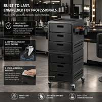 Chariot de Salon à 6 Tiroirs, Station de Rangement Modulaire Roulante, Support pour Sèche-Cheveux, pour Salon de Coiffure, Institut de Beauté, Spa, Studio, OEM