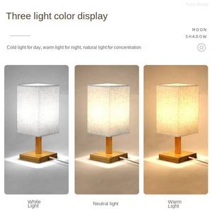 Nordic Solid Wood Cloth Style Hotel Desk <b>Lamp</b> with Metal Lampshade Electric LED Night Light USB <b>Charging</b> Bedside <b>Lamp</b> - Product Image 4