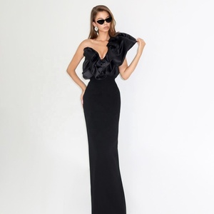 Robe Marled Noire – Une épaule, Volants, Taille S, Coupe A, Neuve Avec étiquettes
