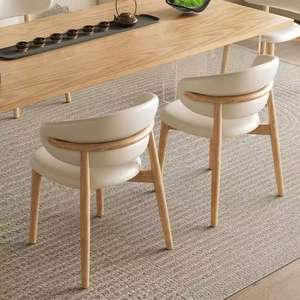 Modern Scandinavian Solid Wood Dining Chair with Faux Leather Upholstery and <b>Backrest</b> for Living Room and Dining Space - Product Image 3