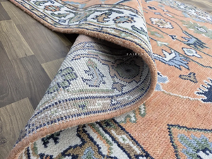 พรมโอชัคทำมือคุณภาพพรีเมียม สีพีช น้ำเงิน พรมลายตะวันออก ขนาดสั่งทำได้ - Product Image 6