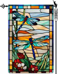 Drapeau de jardin vertical libellule printemps-été 12x18 pouces, décoration extérieure pour ferme, cour et pelouse, sans mât - Product Image 1